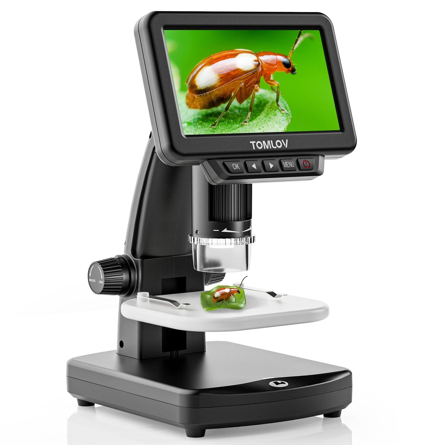 TOMLOV DM13 1000X LCD Digital Microscope, Coin Microscope with 5" IPS Screen